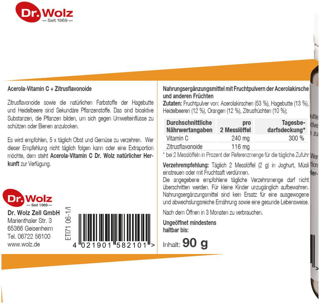 Vitamin C + Bioflavonoide Dr.Wolz Pulver