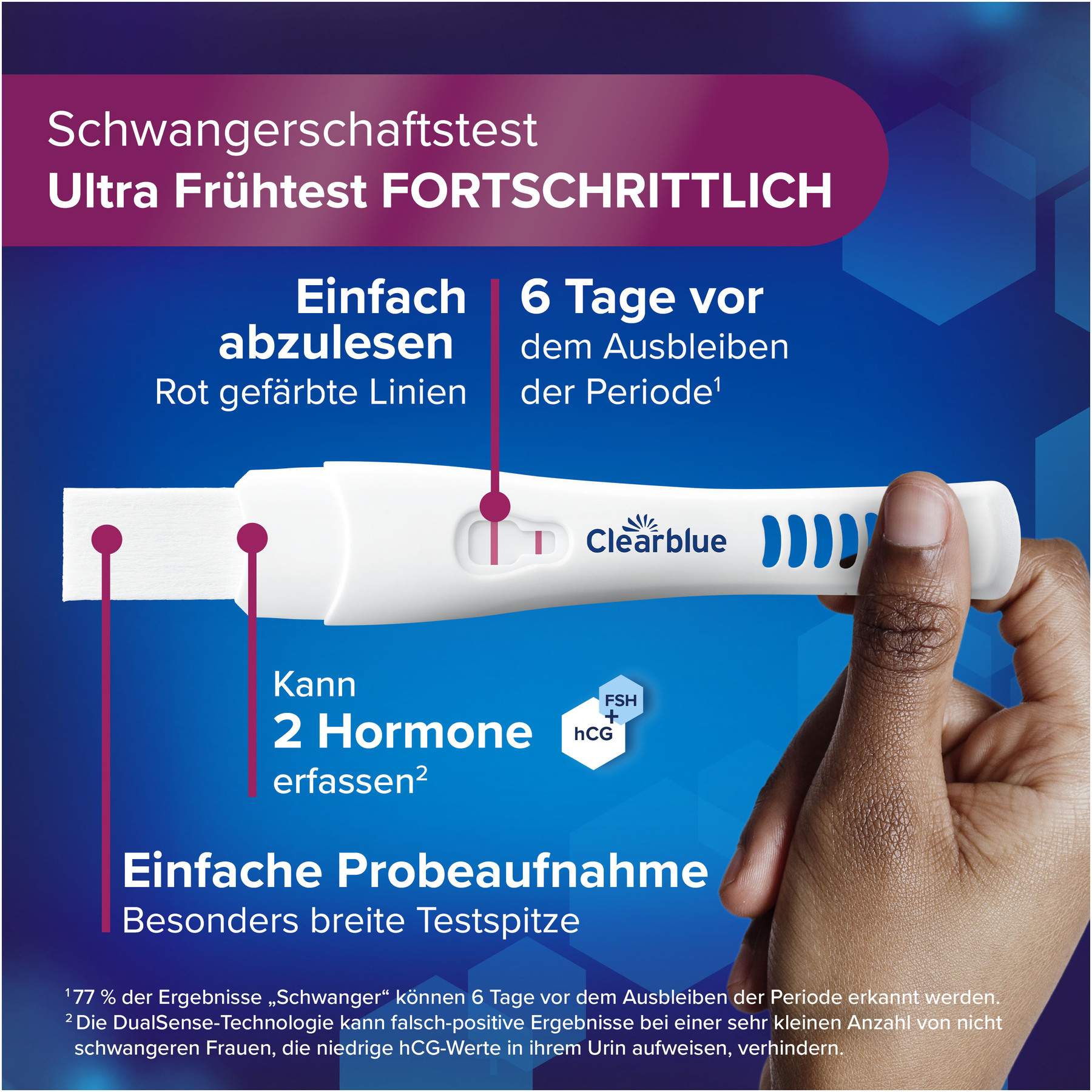 Clearblue Schwangerschaftstest 6 Tage vorher 2 Hormone 1 Stück