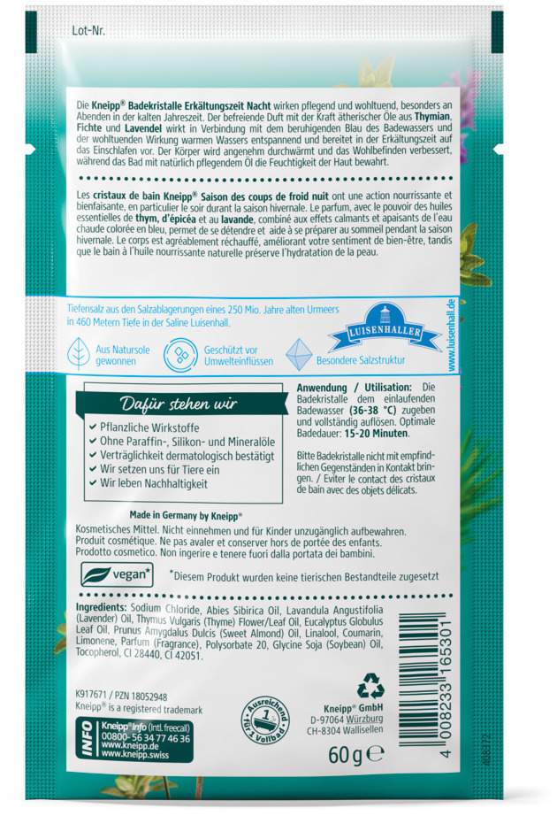 Kneipp Badekristalle Erkältungszeit Nacht 60 G
