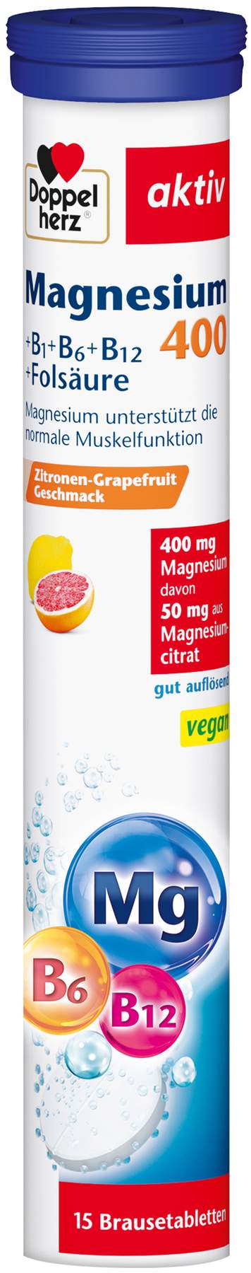Doppelherz Aktiv Magnesium 400 Plsu B1, B6, B12, Folsäure 15...