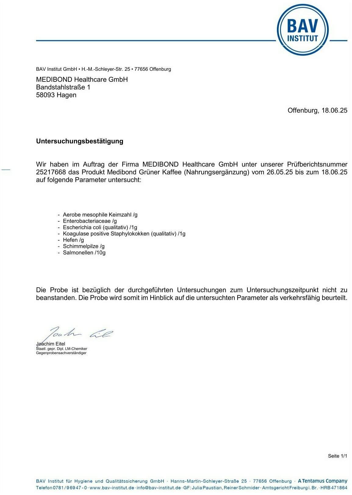 Grüner Kaffee Medibond 90 Kapseln