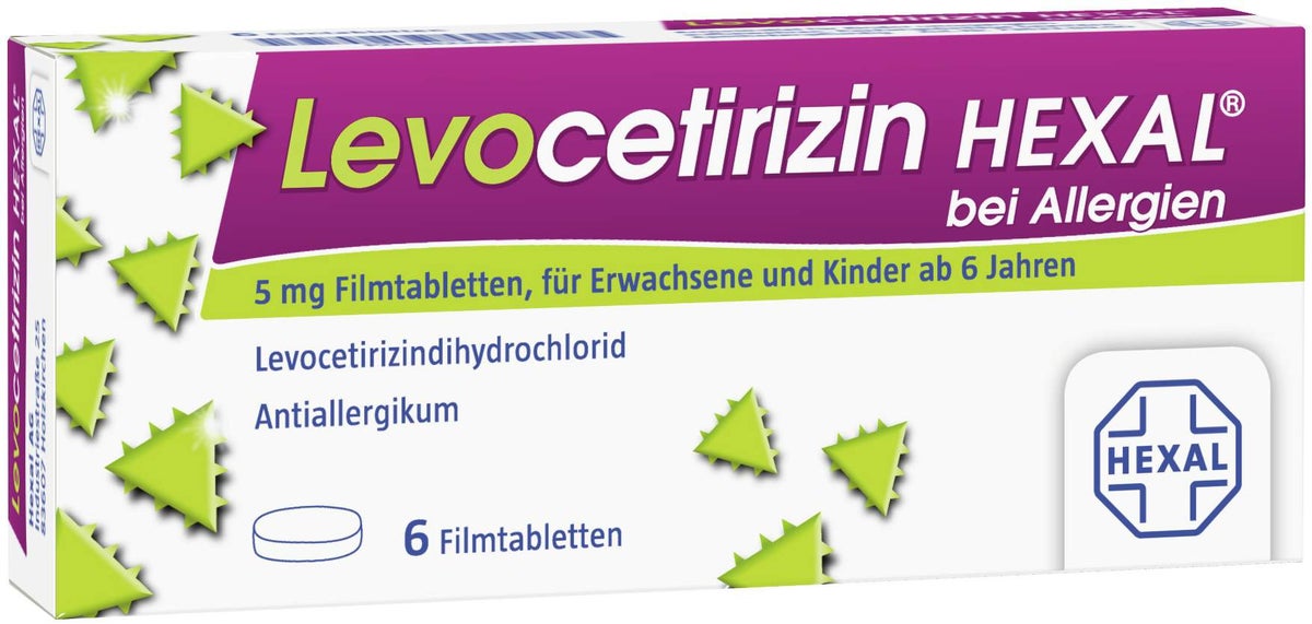 Levocetirizin Hexal bei Allergien 5 mg 6 Filmtabletten