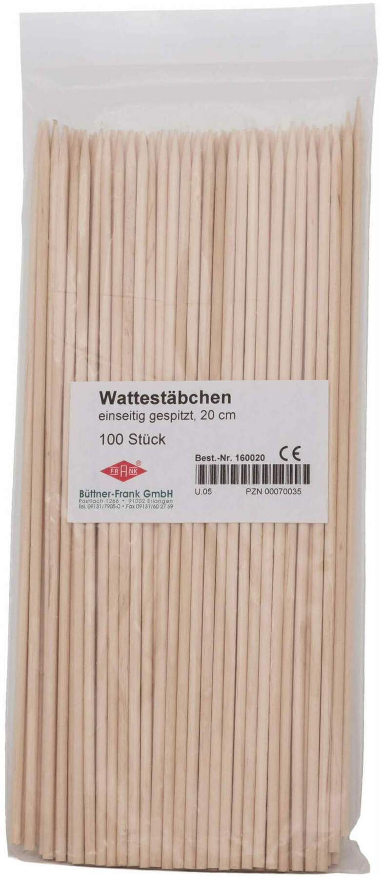 Watteträger Einseitig Spitz 20 cm 100 Stück