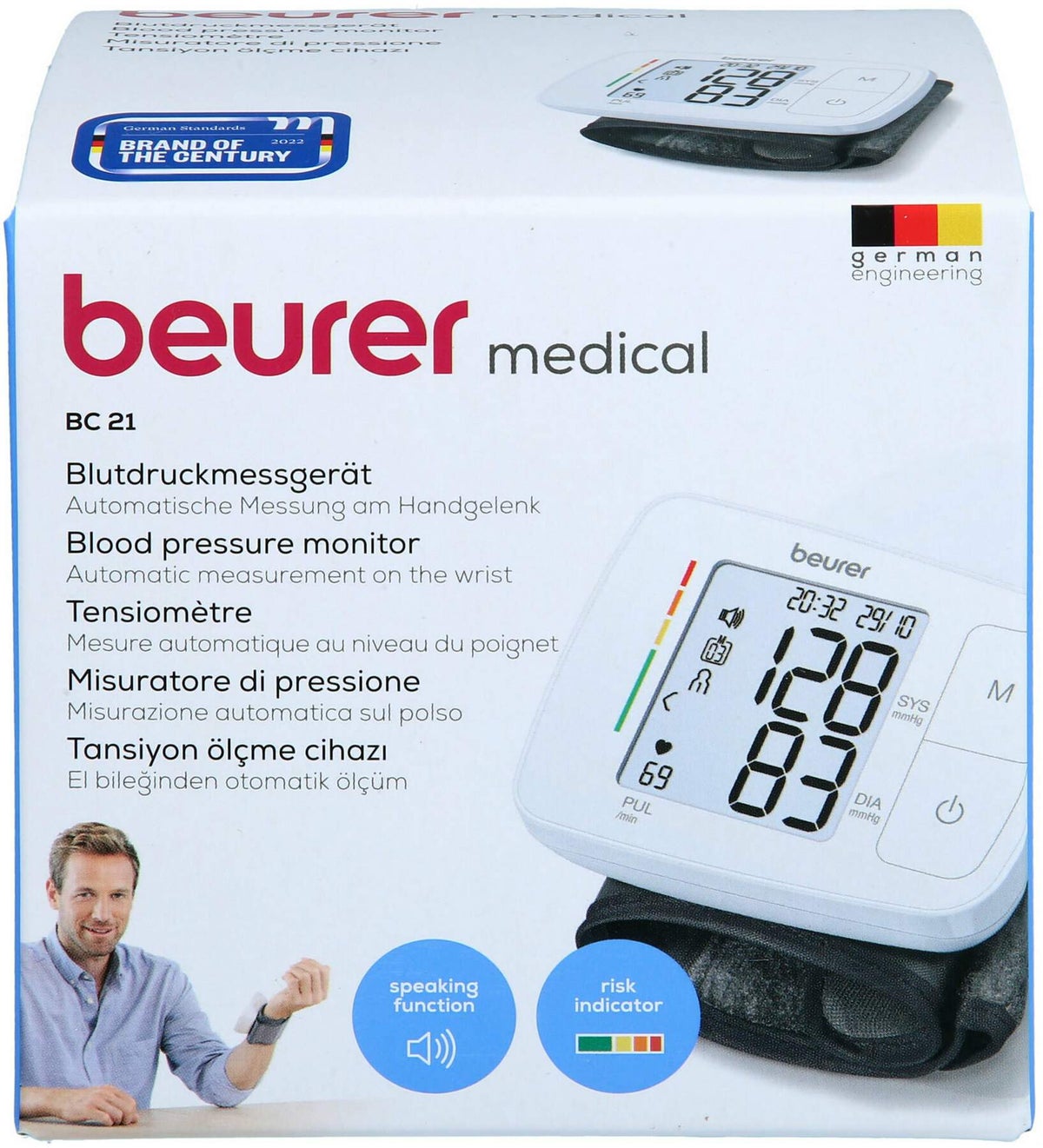 Beurer Bc21 Blutdruckmessger. Sprech.De,en,fr,it,tr