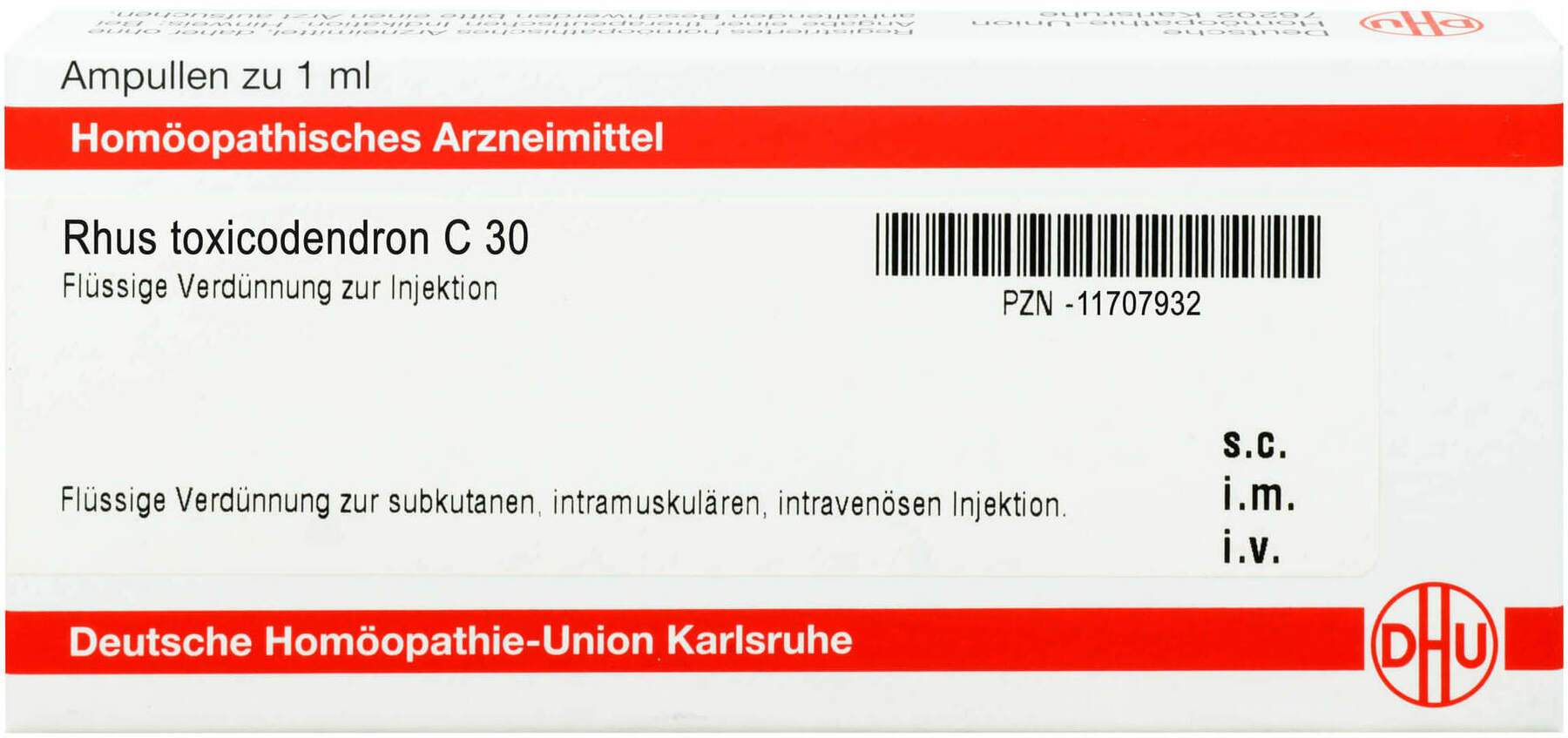 Dhu Rhus Toxicodendron C30 Ampullen 8 X 1 ml