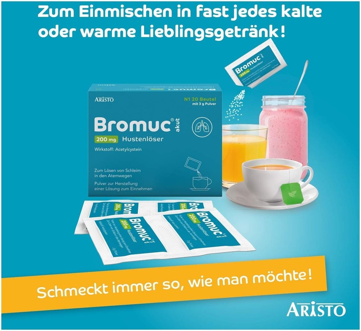 Bromuc Akut 200 mg Hustenlöser 20 Sticks