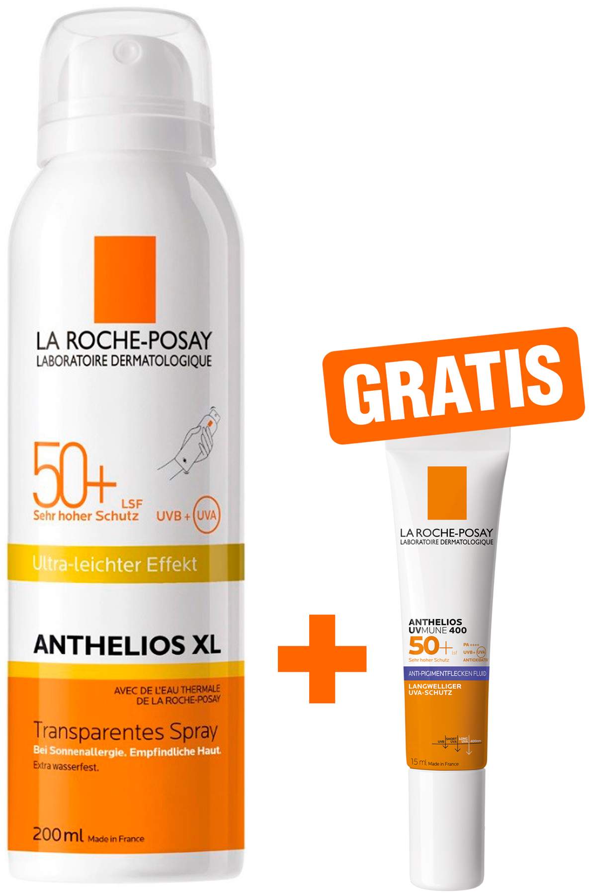 La Roche Posay Anthelios XL transparentes Körperspray LSF 50+ + gratis La Roche Posay Anthelios Anti-Pigment Fluid 15 ml