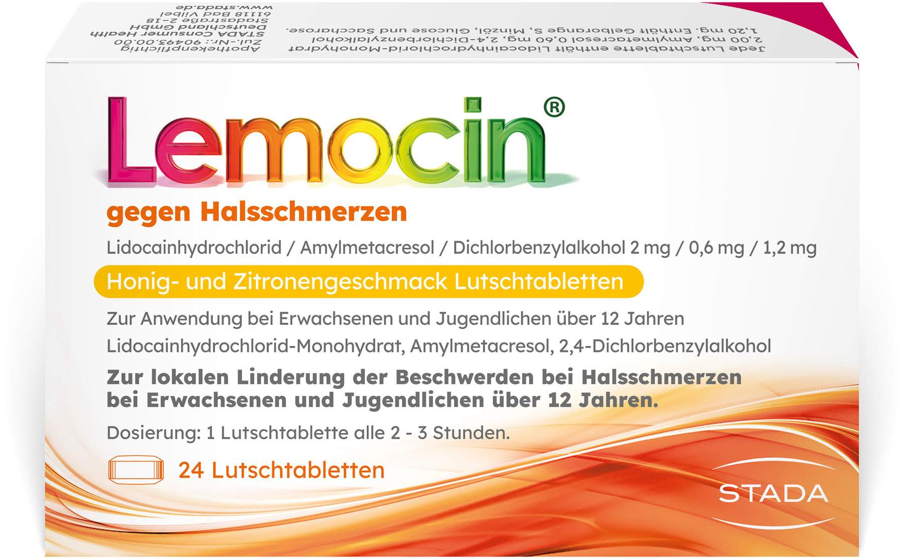 Lemocin gegen Halsschmerzen mit Honig-Zitronengeschmack 24 Lutschtabletten