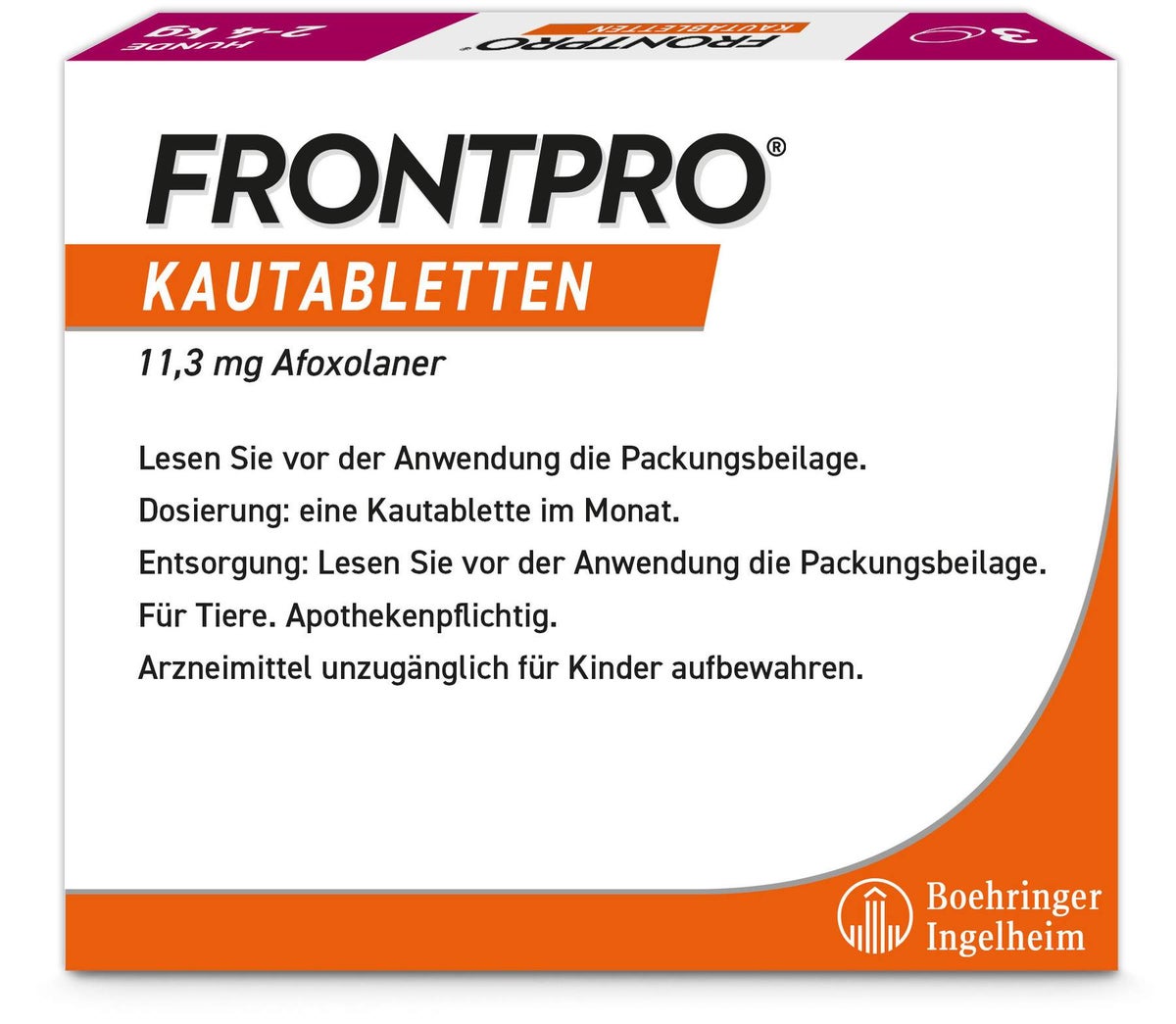 Frontpro 11,3 mg für Hunde 2 - 4 kg 3 Kautabletten