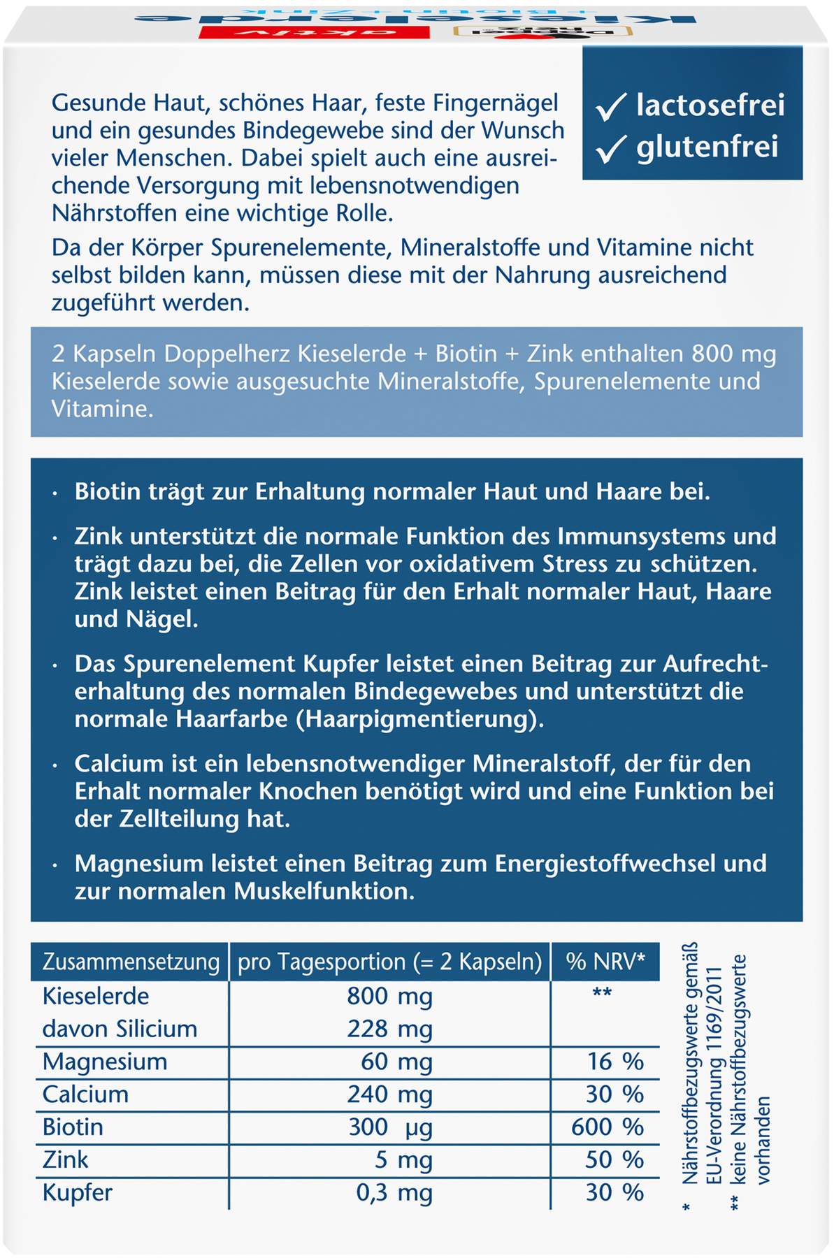 Doppelherz aktiv Kieselerde + Biotin + Zink 40 Kapseln
