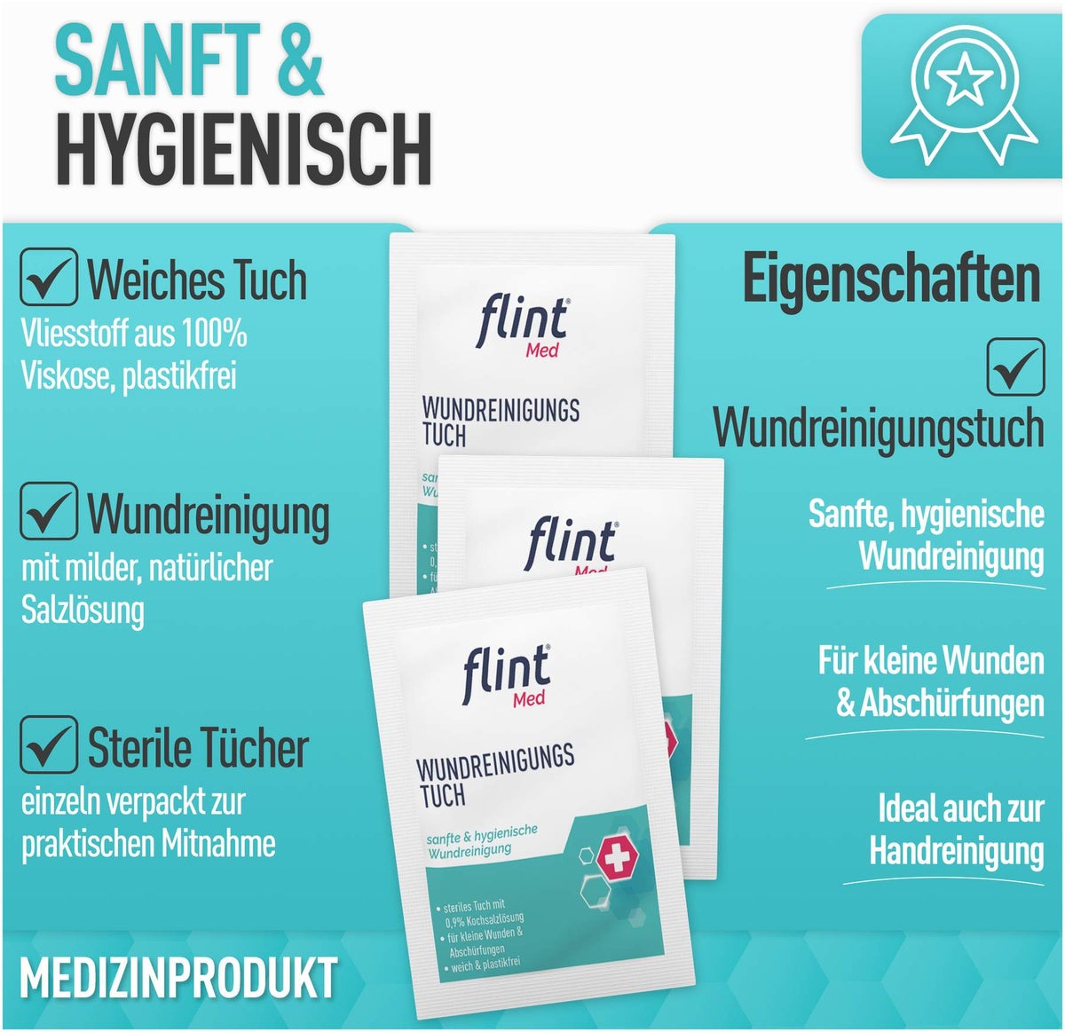 FLINT Med Wundreinigungstücher steril 12 Stück