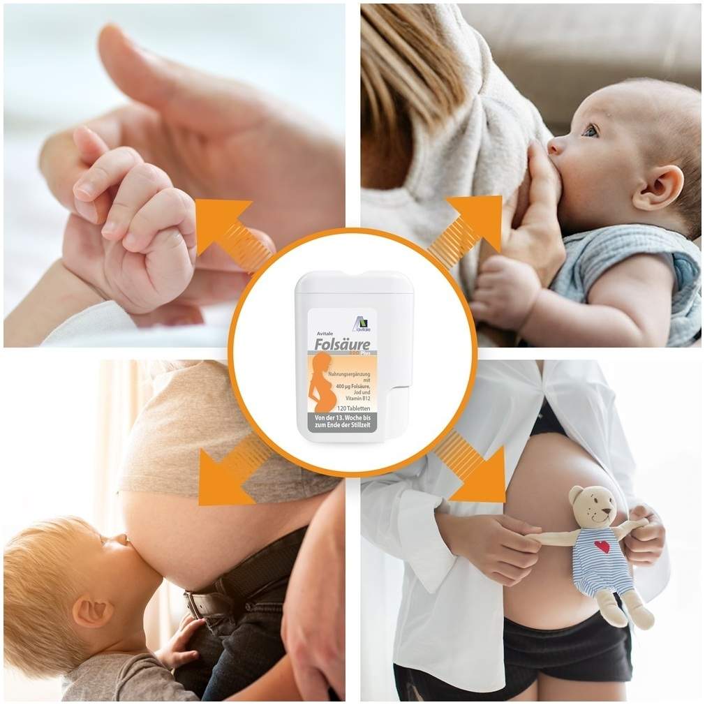 Folsäure 400 Plus B12 + Jod 120 Tabletten