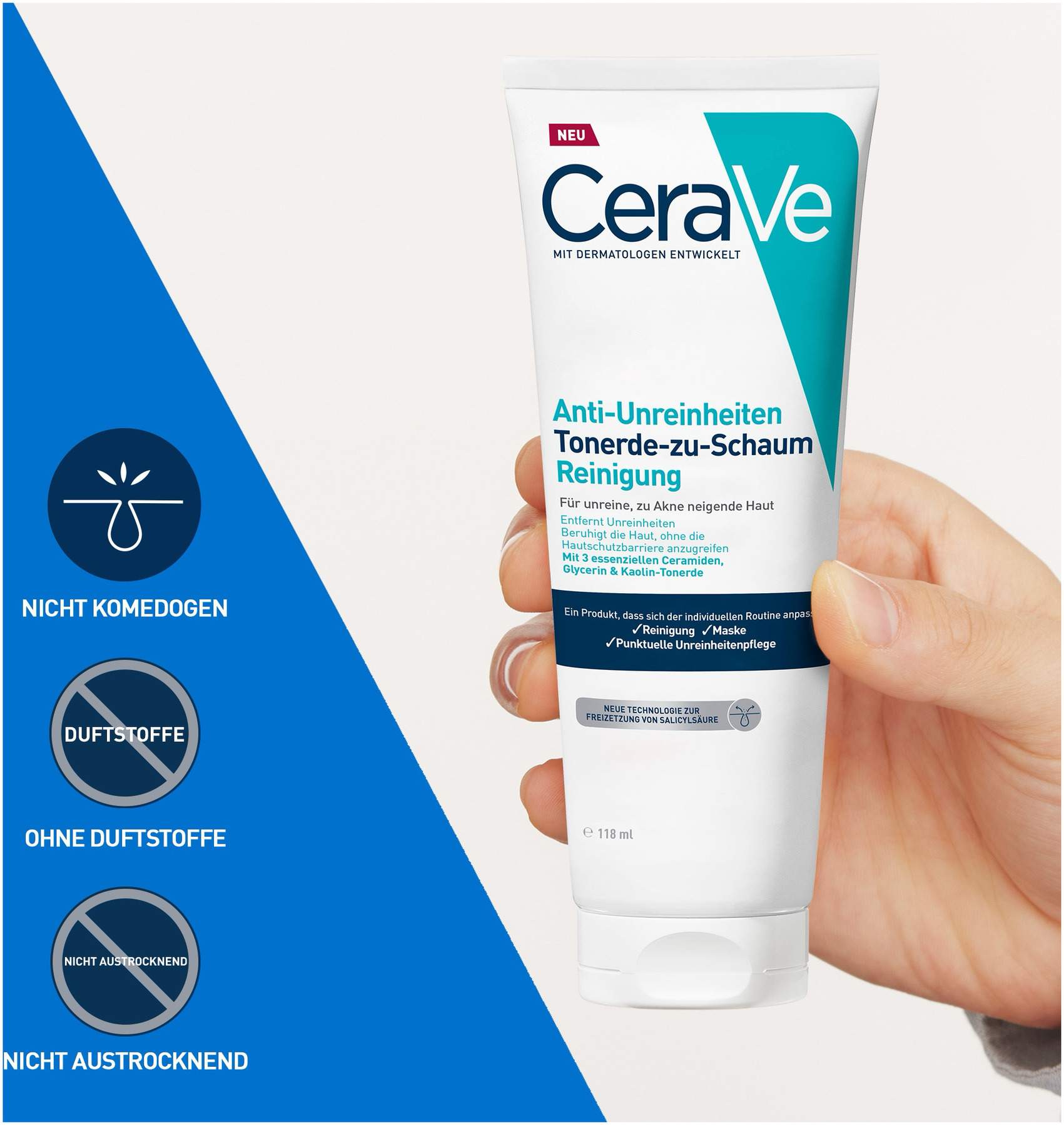 Cerave Tonerde-zu-Schaum Reinigung 118 ml Paste