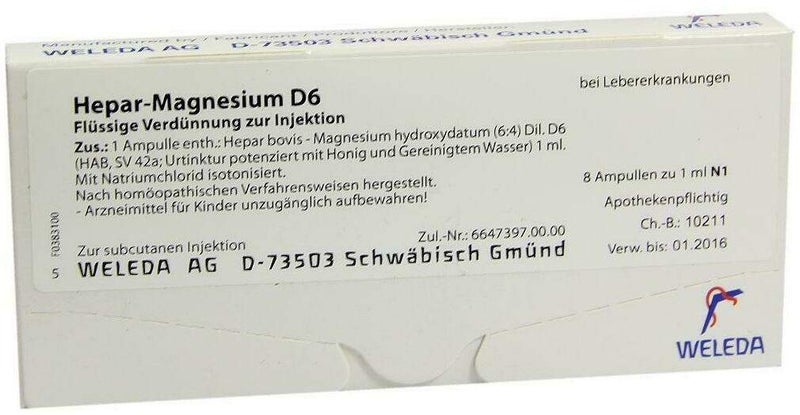 Weleda Hepar-Magnesium D6 8 X 1 ml Ampullen