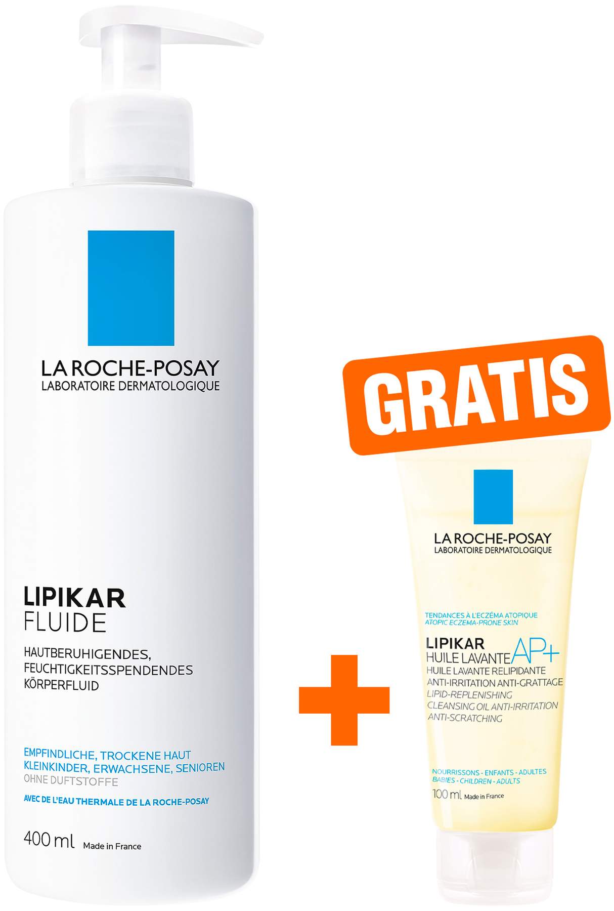 La Roche Posay Lipikar Fluide 400 ml + gratis Roche Posay Lipikar Dusch- und Badeöl AP+ 100 ml