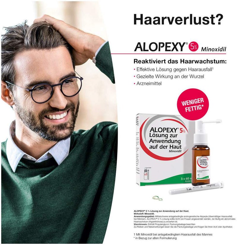 Alopexy 5% Lösung zur Anwendung auf der Haut 3 x 60 ml Lösung