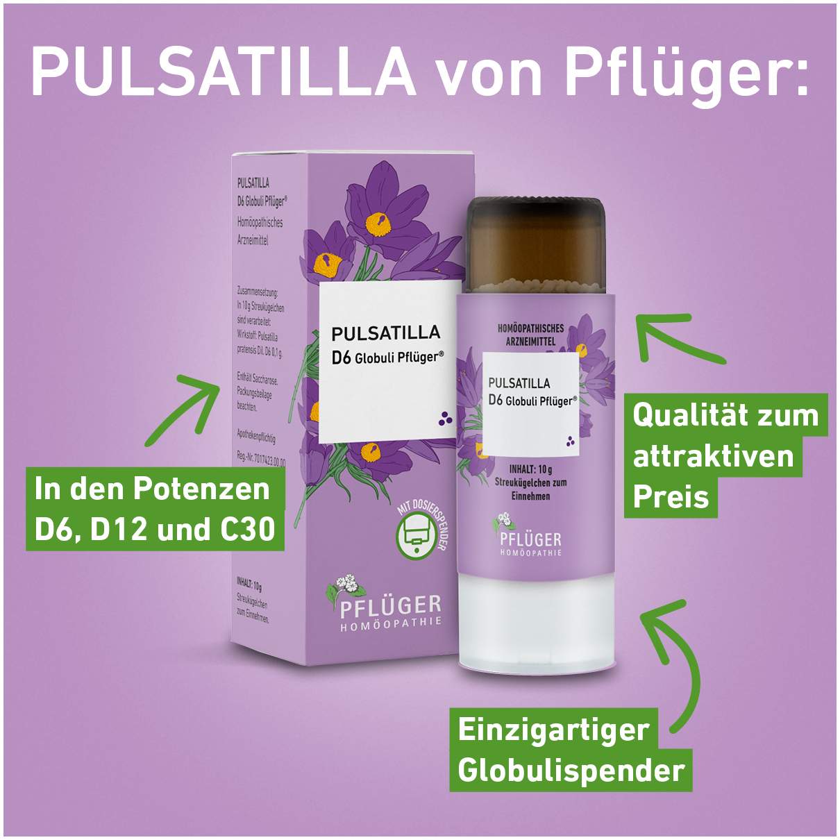 Pulsatilla D6 Globuli Pflüger Globulispender 10 g