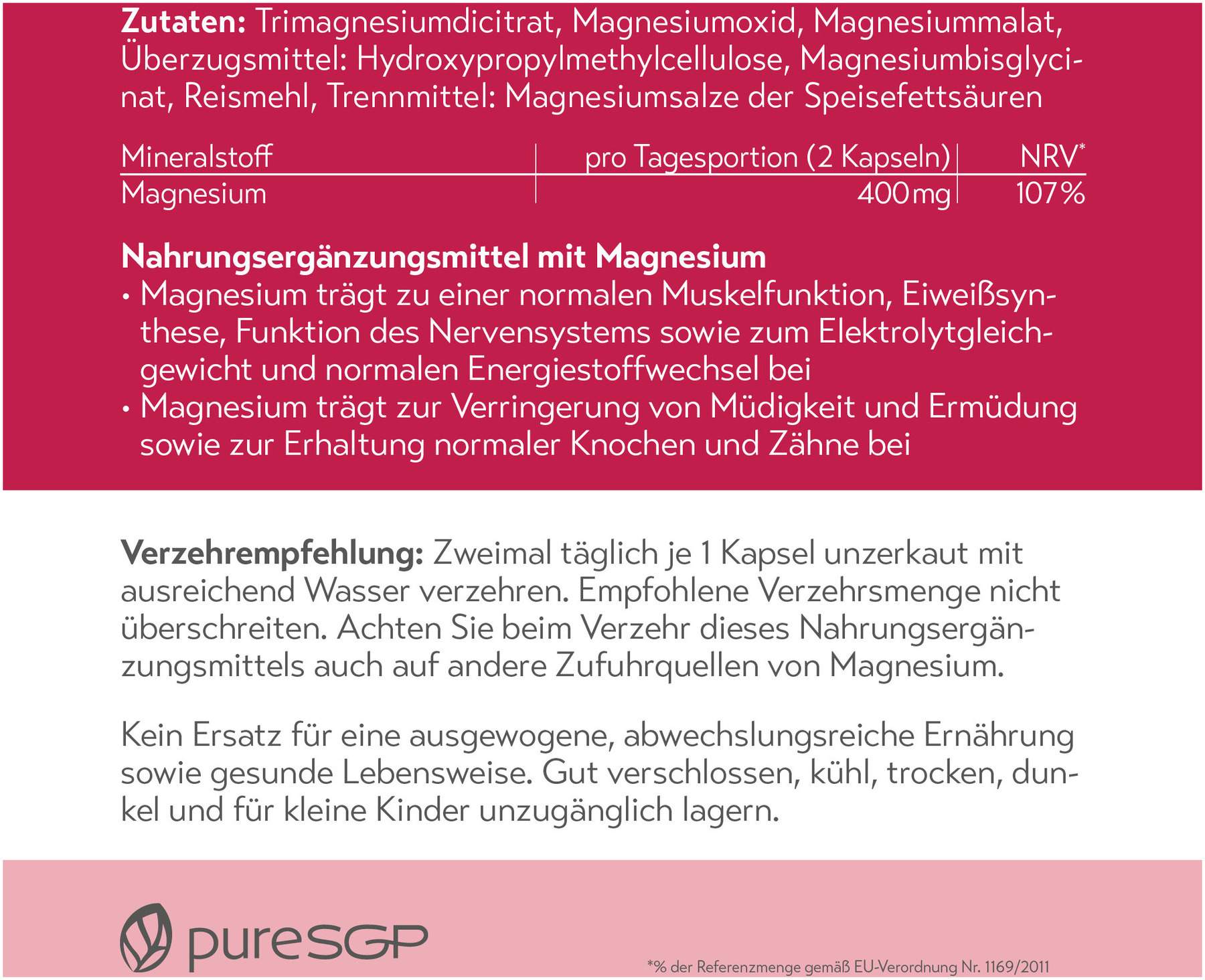 pureSGP Magnesium Komplex 60 Kapseln