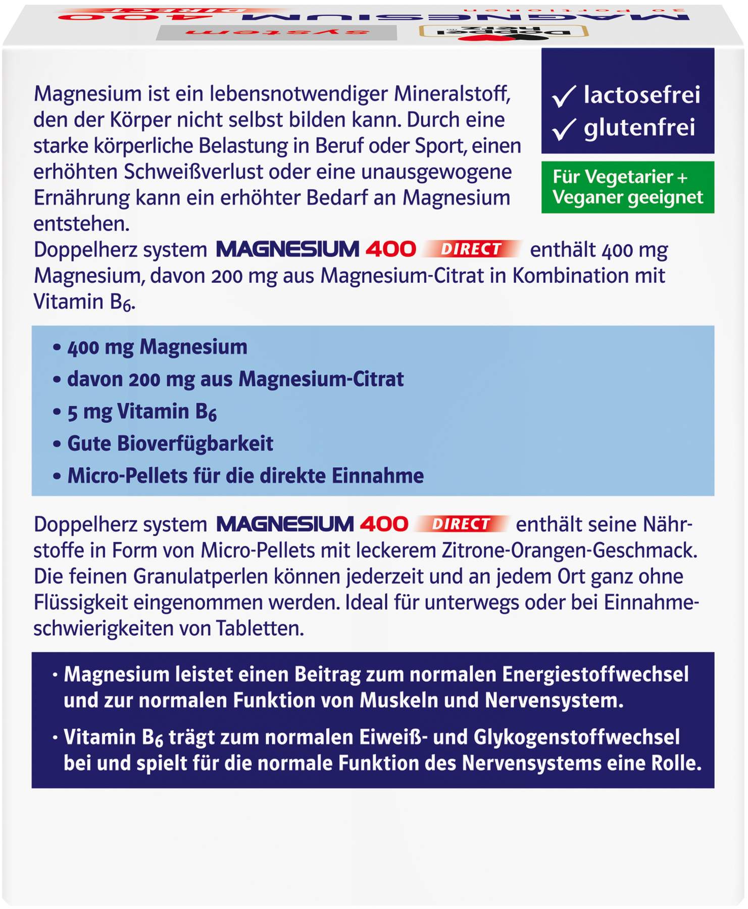 Doppelherz Magnesium 400 Direkt System 30 Portionsbeutel