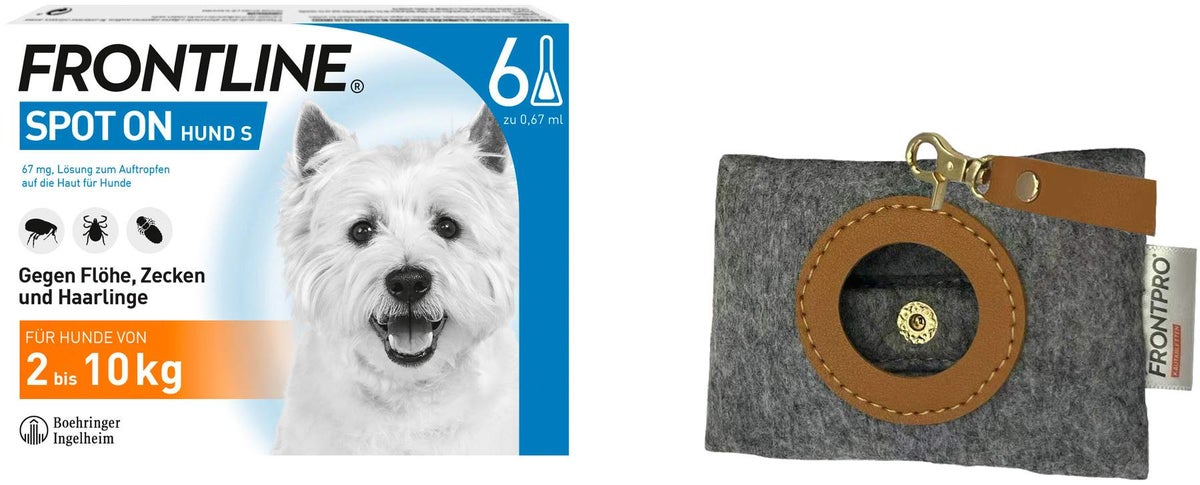 Frontline Spot On Hund S 2-10 kg 6 Pipetten + gratis Frontline Hundekotbeutelspender