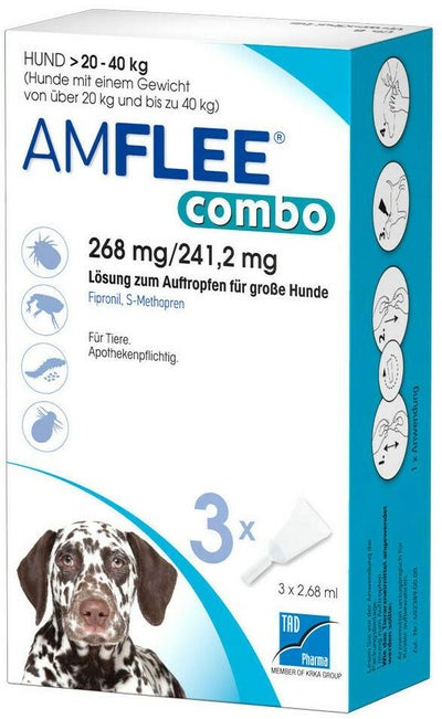 Amflee Combo 268 mg - 241,2 mg Spot-On Lösung Für Große Hunde 20...