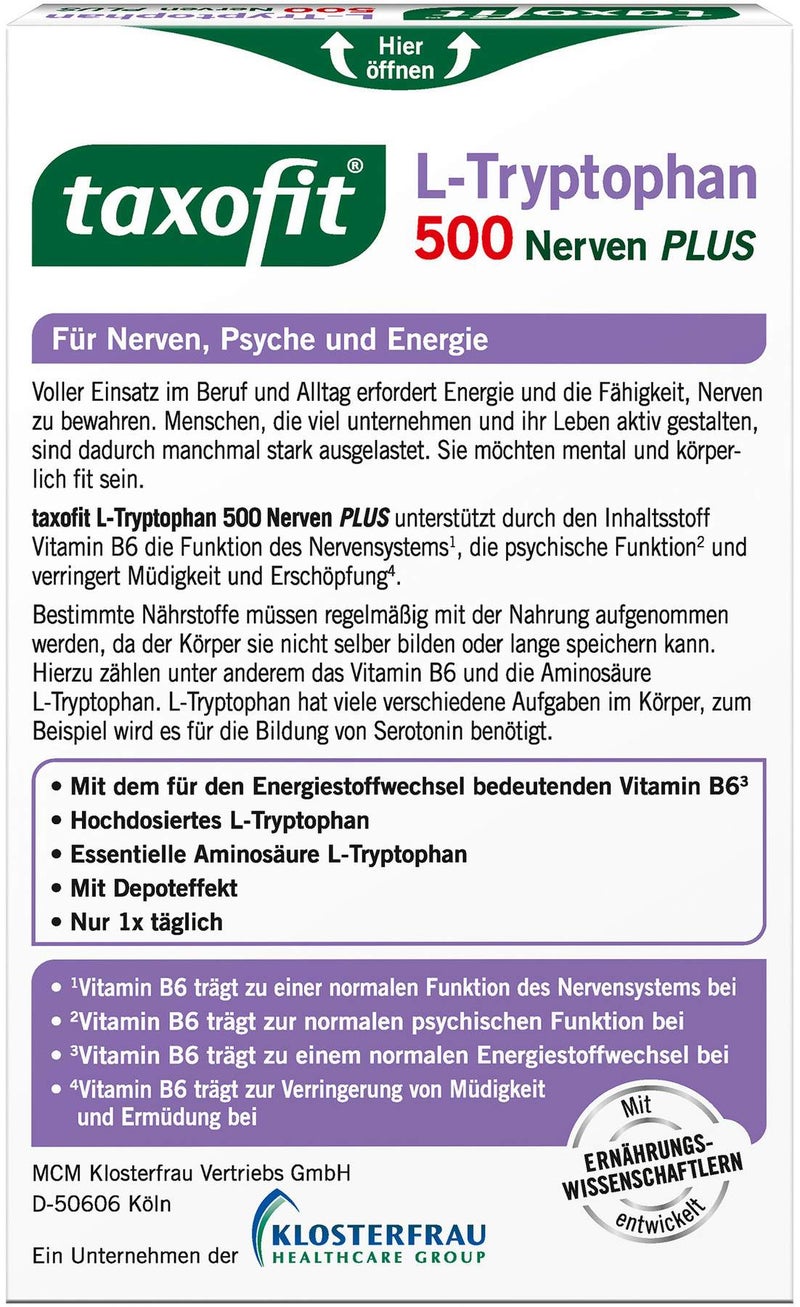 Taxofit L-Tryptophan 500 20 Tabletten