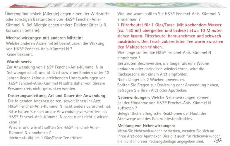 H&S Fenchel-Anis-Kümmel N 20 Filterbeutel