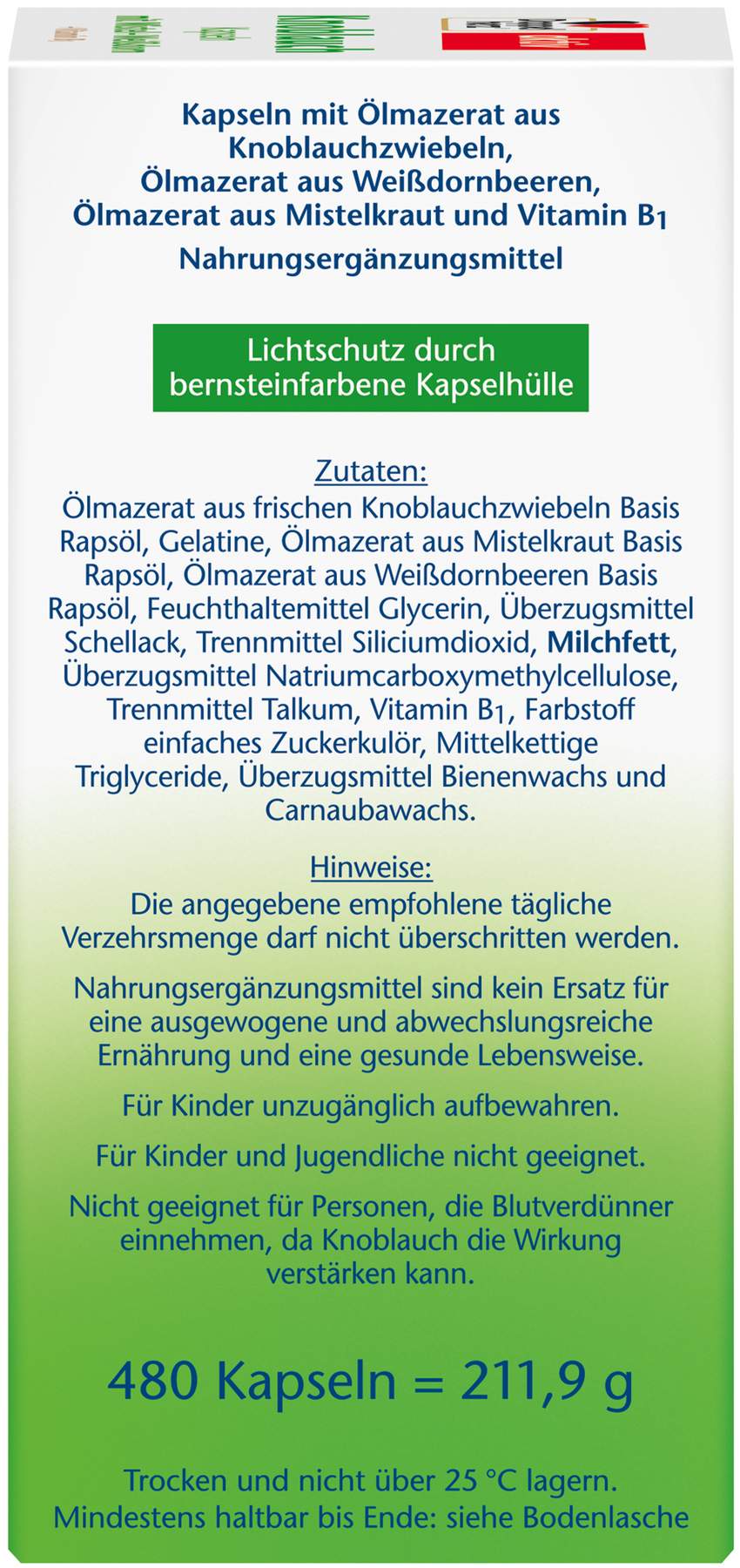 Doppelherz Knoblauch Mistel + Weißdorn + Vitamin B1 480 Kapseln