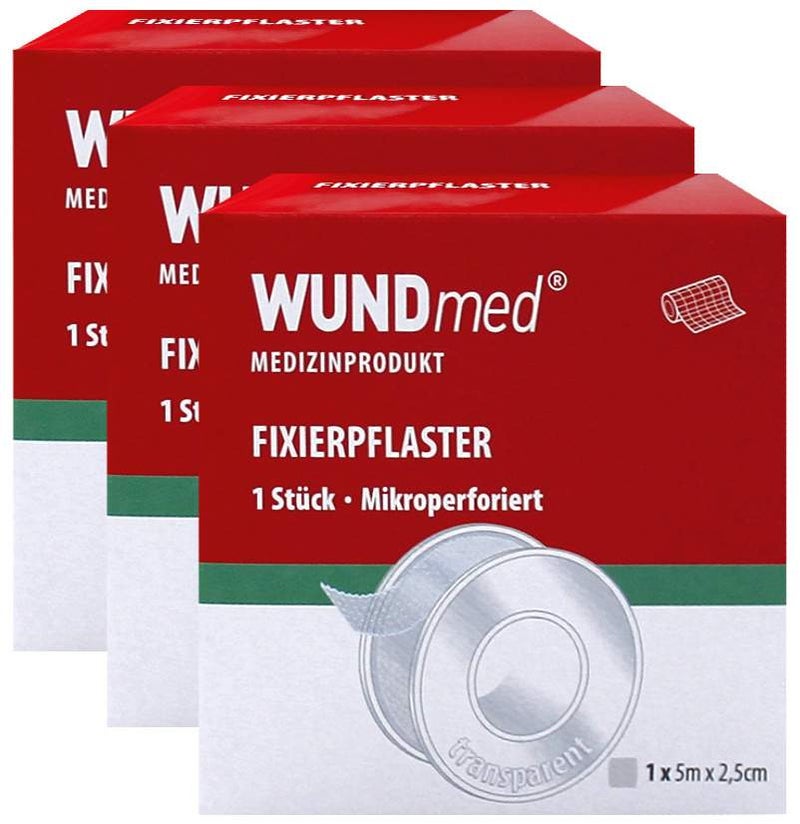 Fixierpflaster 5 m x 2,5 cm, transparent, 3er-Set