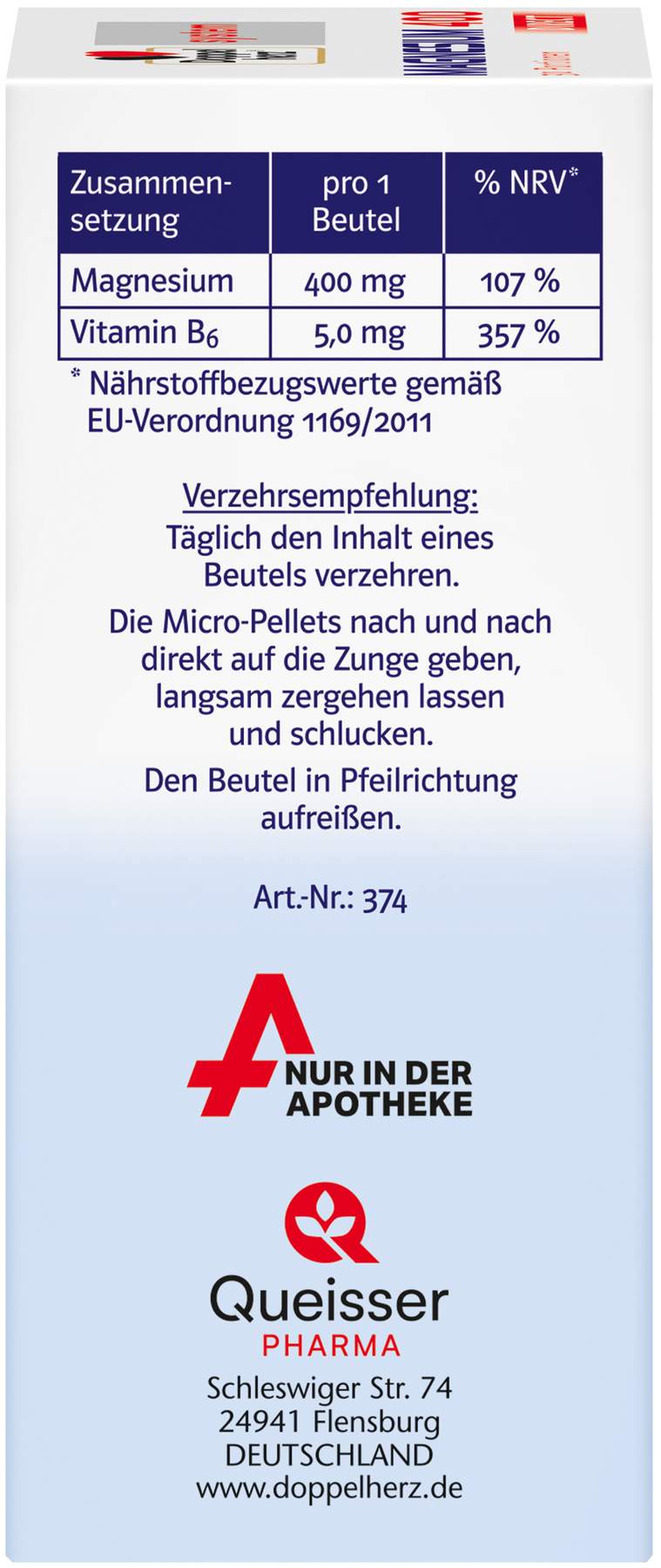 Doppelherz Magnesium 400 Direkt System 30 Portionsbeutel