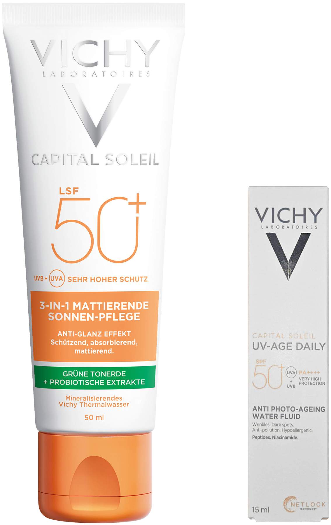 Vichy Capital Soleil mattierende Sonnenpflege LSF 50+ 50 ml + gratis Vichy Capital Soleil UV-Age Daily LSF 50+ 15 ml