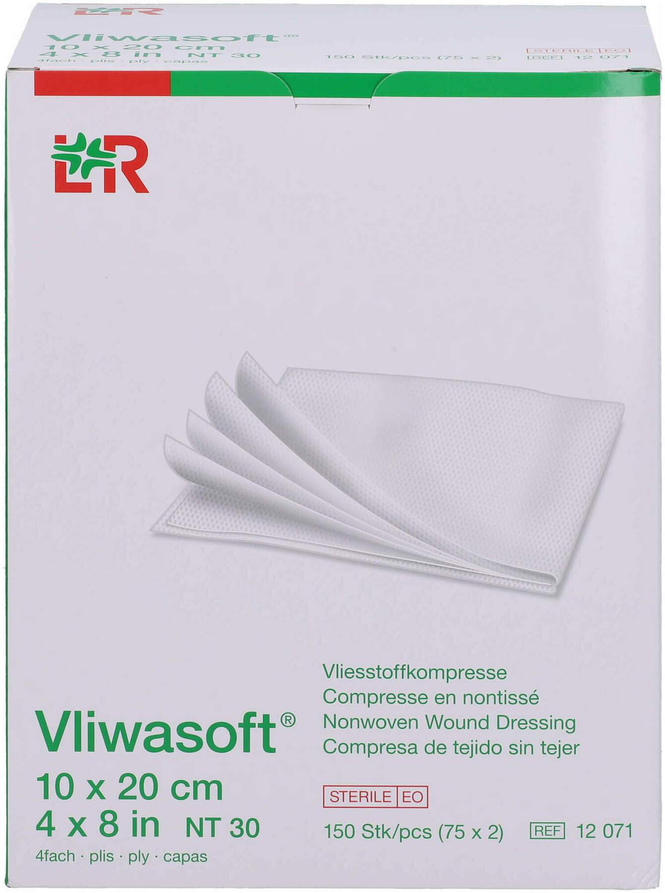 Vliwasoft Vlieskompressen Steril 10 X 20 cm 4lagig 150 Kompressen