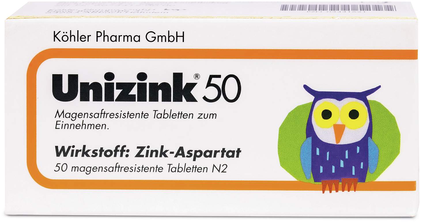 Unizink 50 magensaftresistente Tabletten 50 Stück