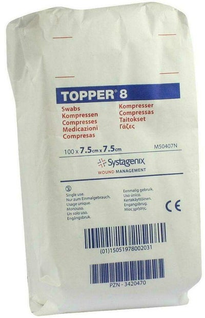 Topper 8 Kompresse Unsteril 7,5 X 7,5 cm  100 Kompressen