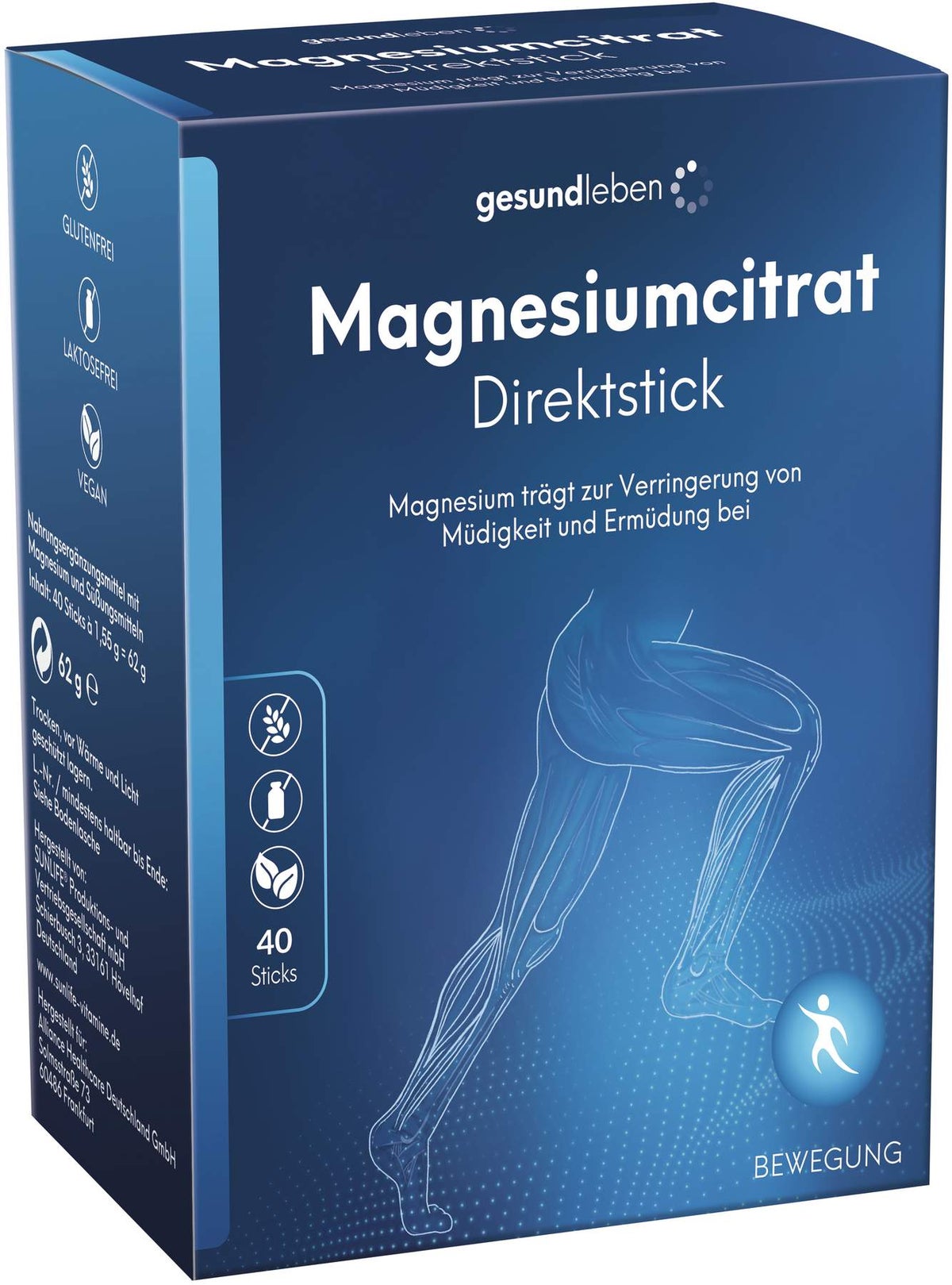 Gesundleben Magnesiumcitrat Direktsticks 40 X 1,55 G