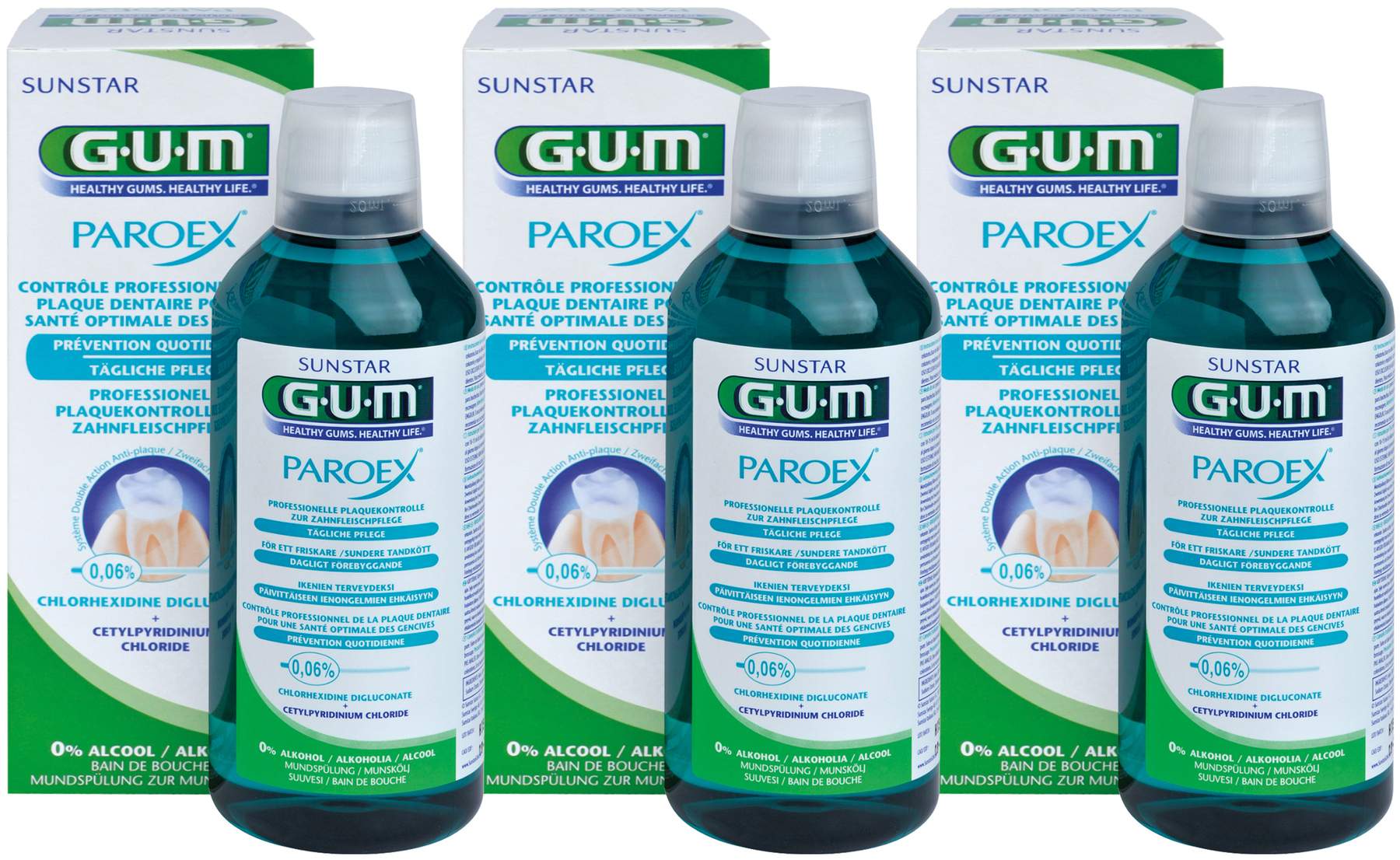 GUM Paroex 0,06 CHX Mundspülung 3 x 500 ml