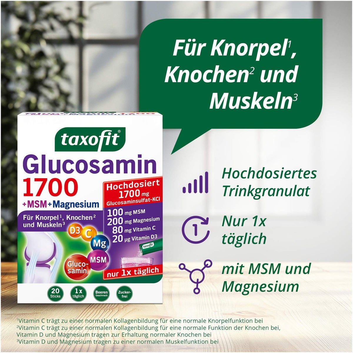 Taxofix Glucosamin 1700 + Msm + Magnesium 20 X 4 G Granulat