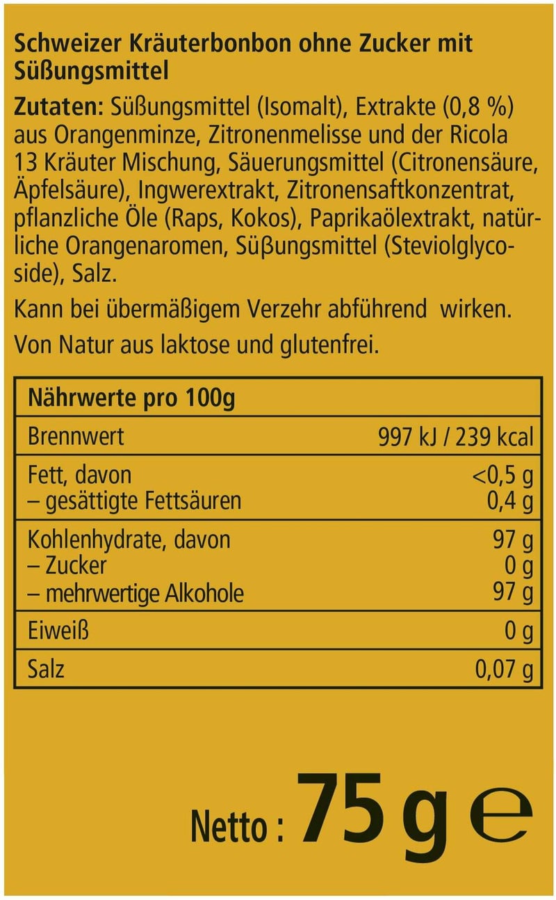 Ricola Ingwer Orangenminze - Schweizer Hustenbonbon 50 G