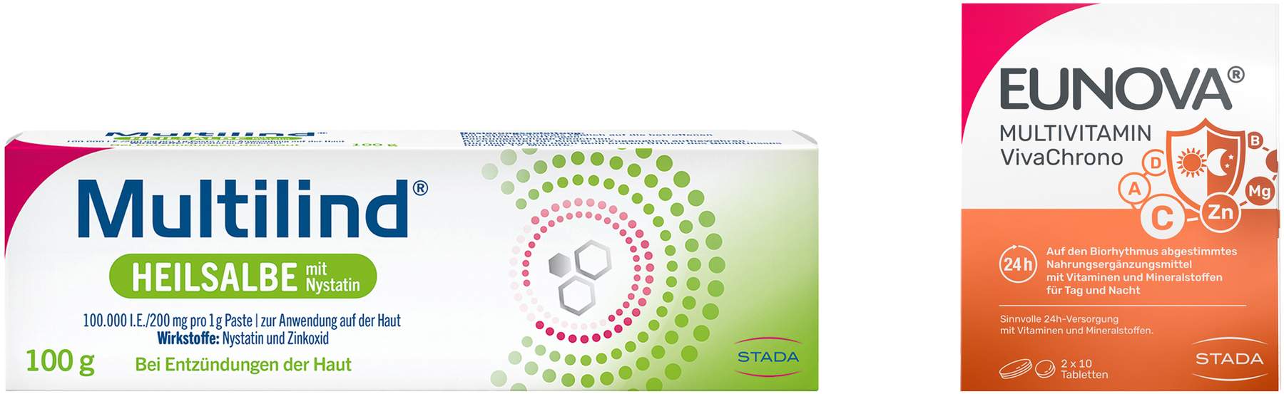 Multilind Heilsalbe mit Nystatin und Zinkoxid 100 g + gratis Eunova VivaChrono 2 x 10 Tabletten