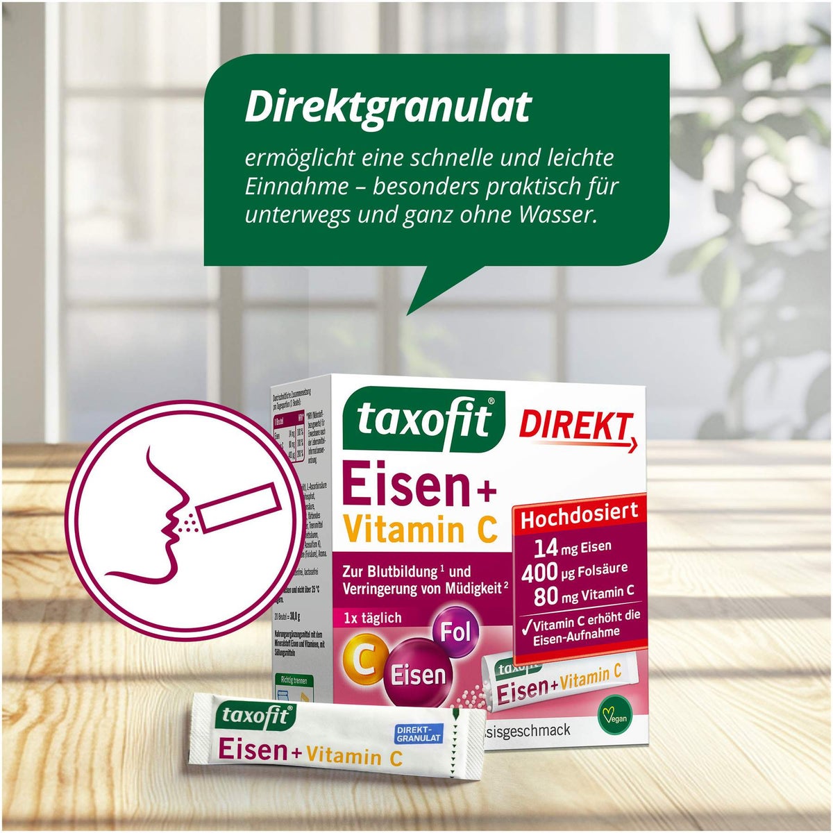taxofit Eisen + Vitamin C Direkt Granulat 20 Sticks