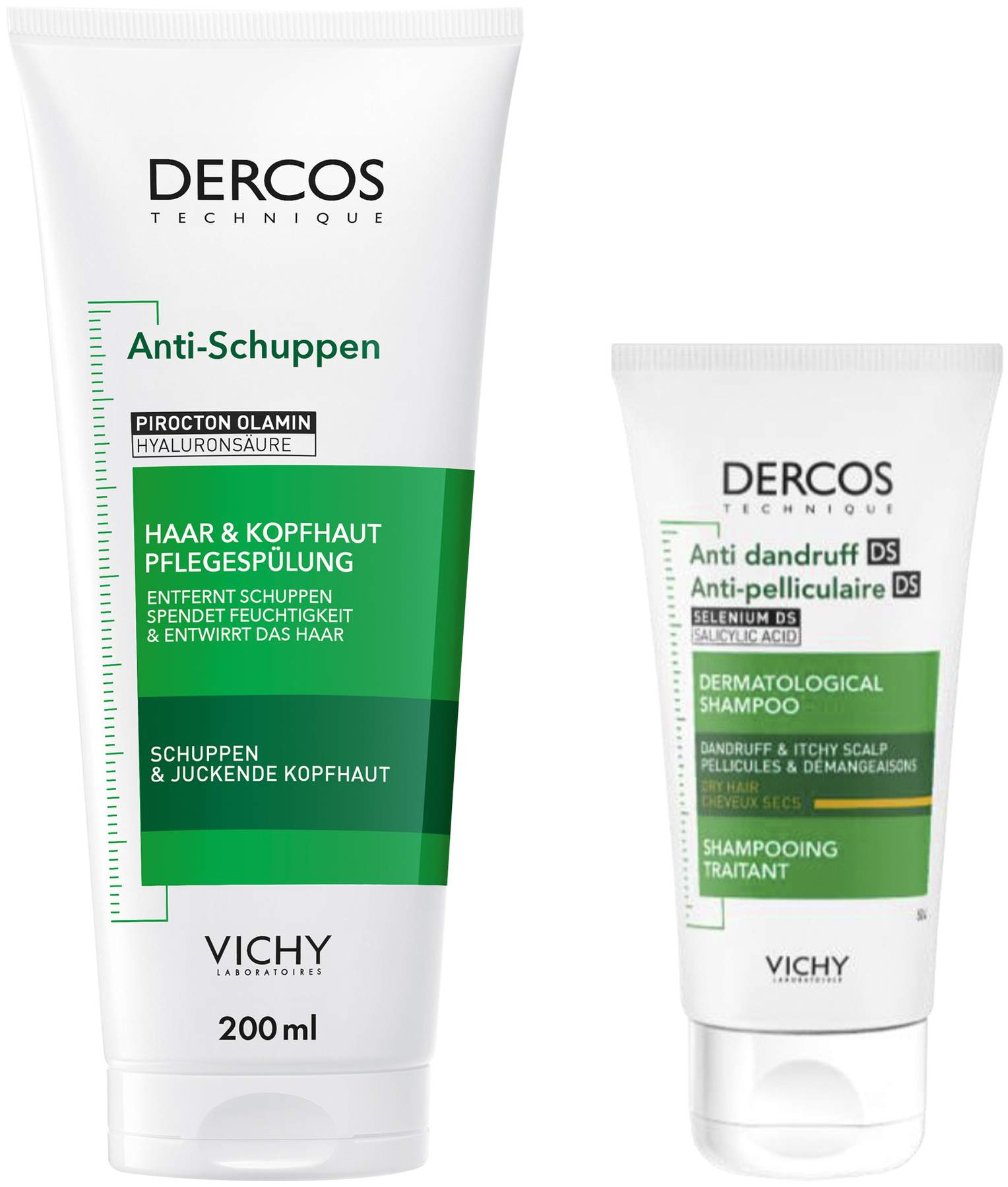 Vichy Dercos Anti-Schuppen Conditioner 200 ml + gratis Dercos Anti Schuppen Shampoo trockene Kopfhaut 50 ml