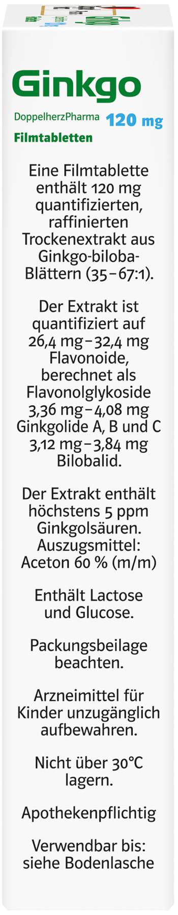 Ginkgo DoppelherzPharma 120 mg 30 Filmtabletten