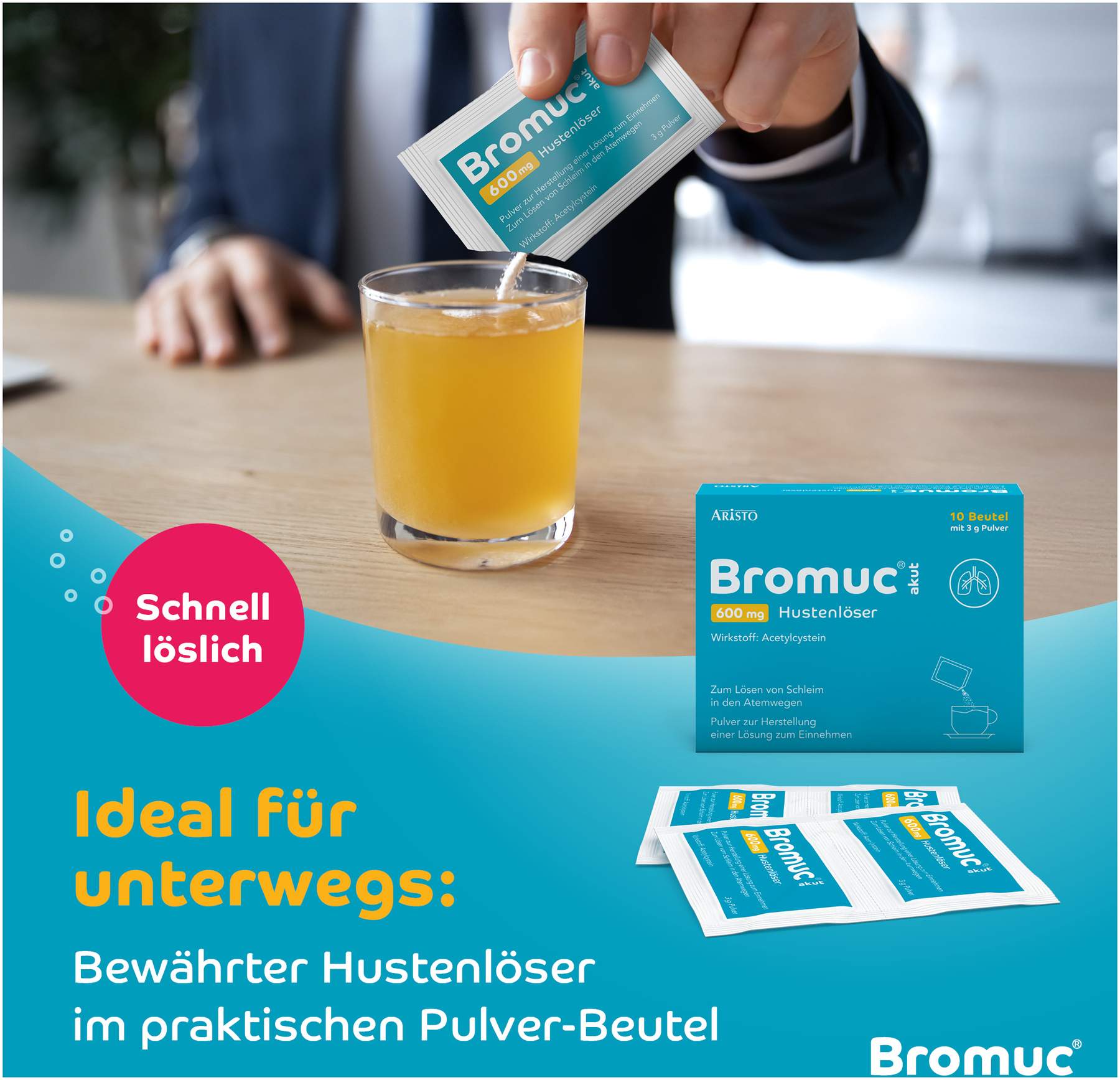Bromuc Akut 600 mg Hustenlöser 10 Beutel