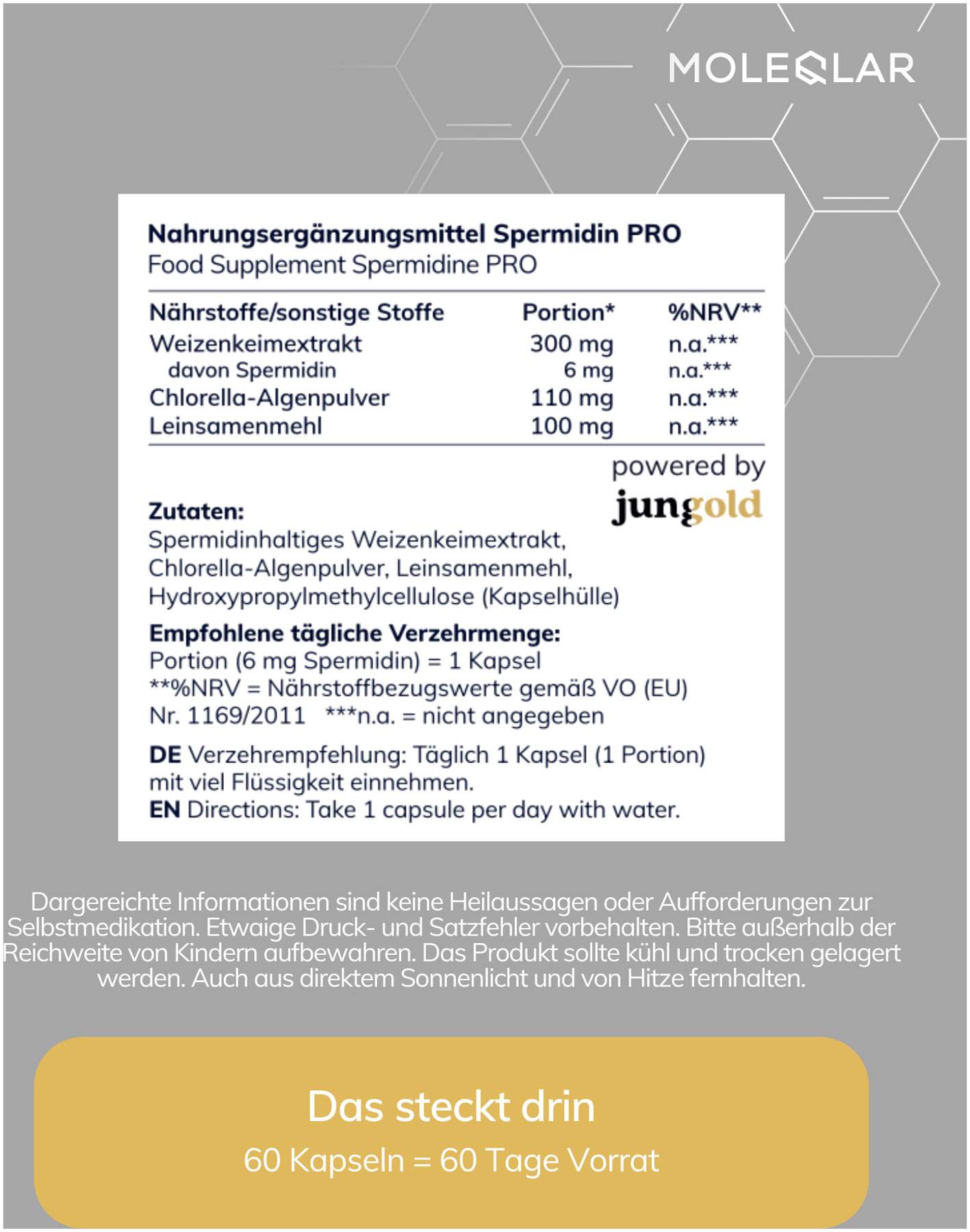 MoleQlar Longevity Spermidin PRO 60 Kapseln