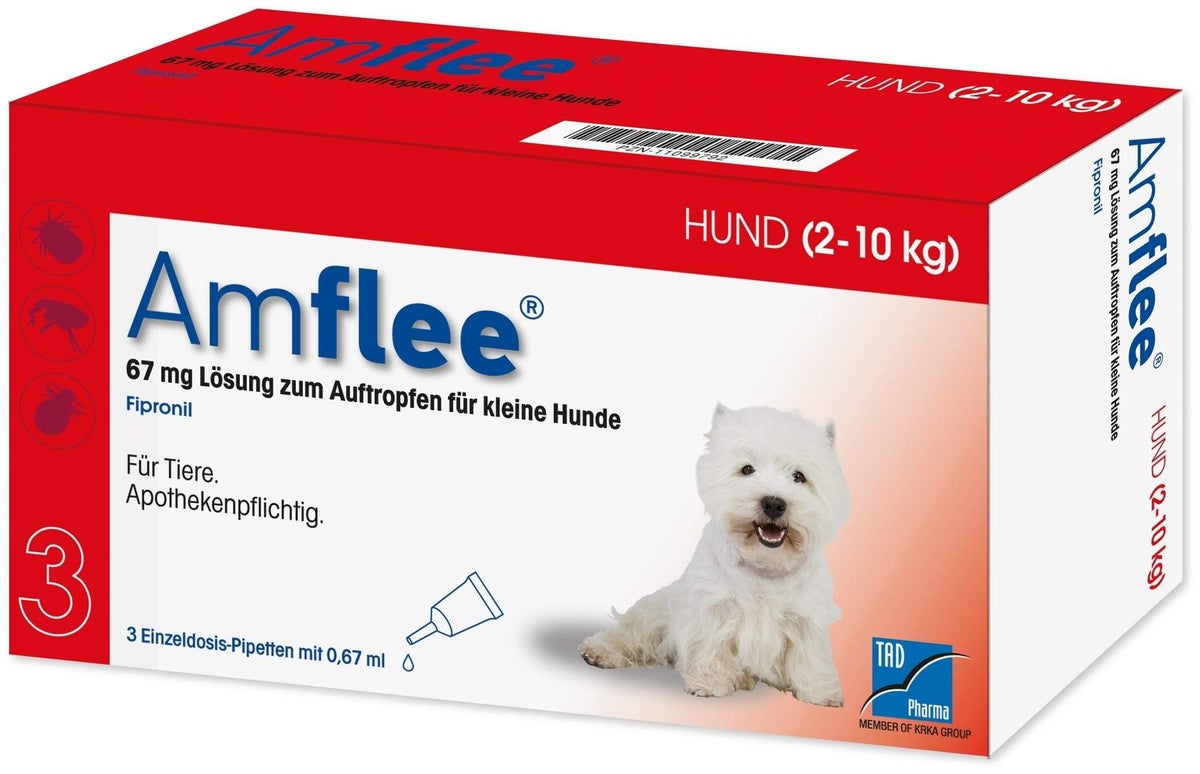 Amflee 67 mg Spot-On Lösung Für Kleine Hunde 2 - 10 KG 3 Stück