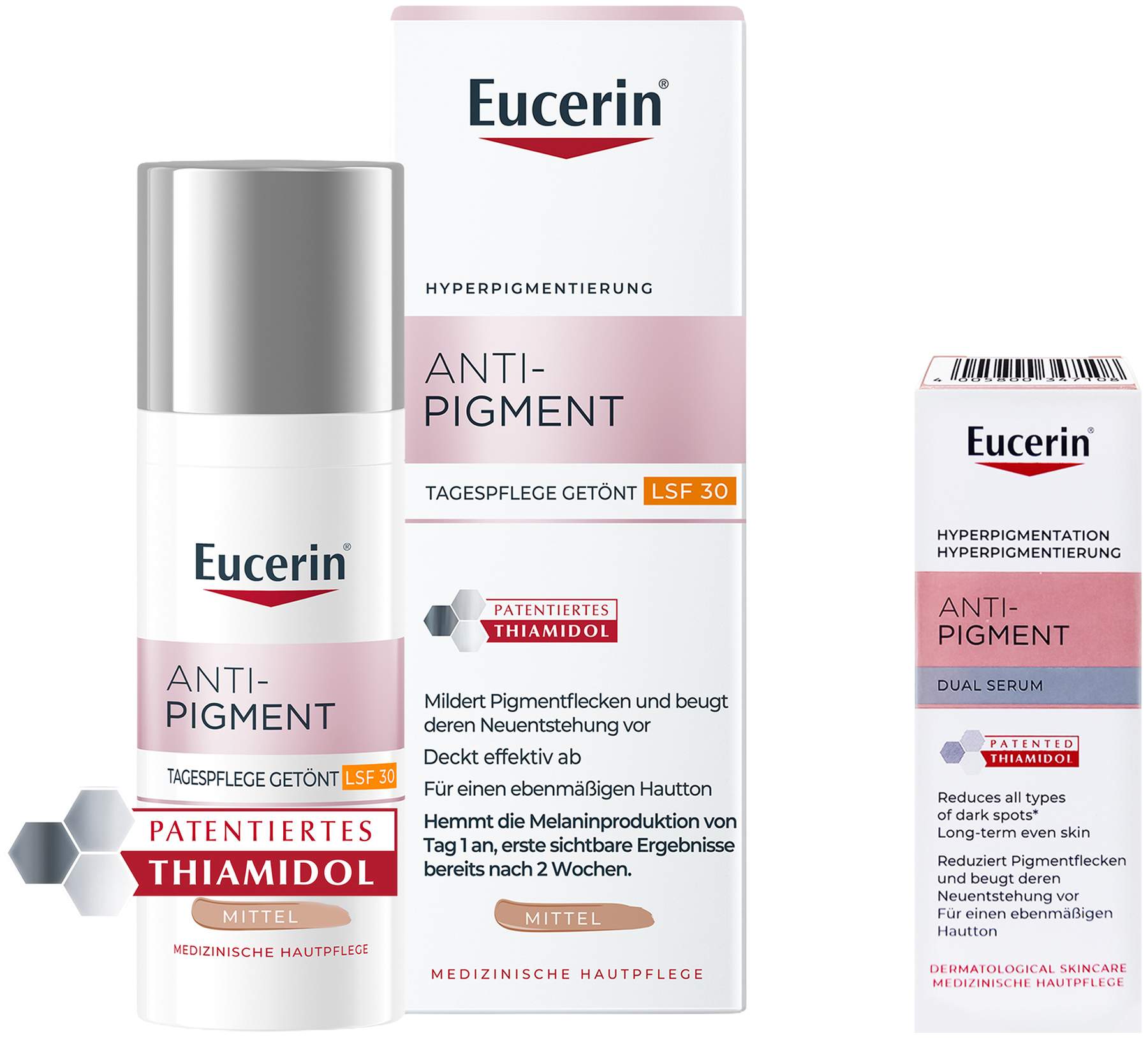 Eucerin Anti-Pigment Tagespflege Getönt mittel 50 ml Creme + gratis Eucerin Anti - Pigment Dual Serum Mini 7 ml