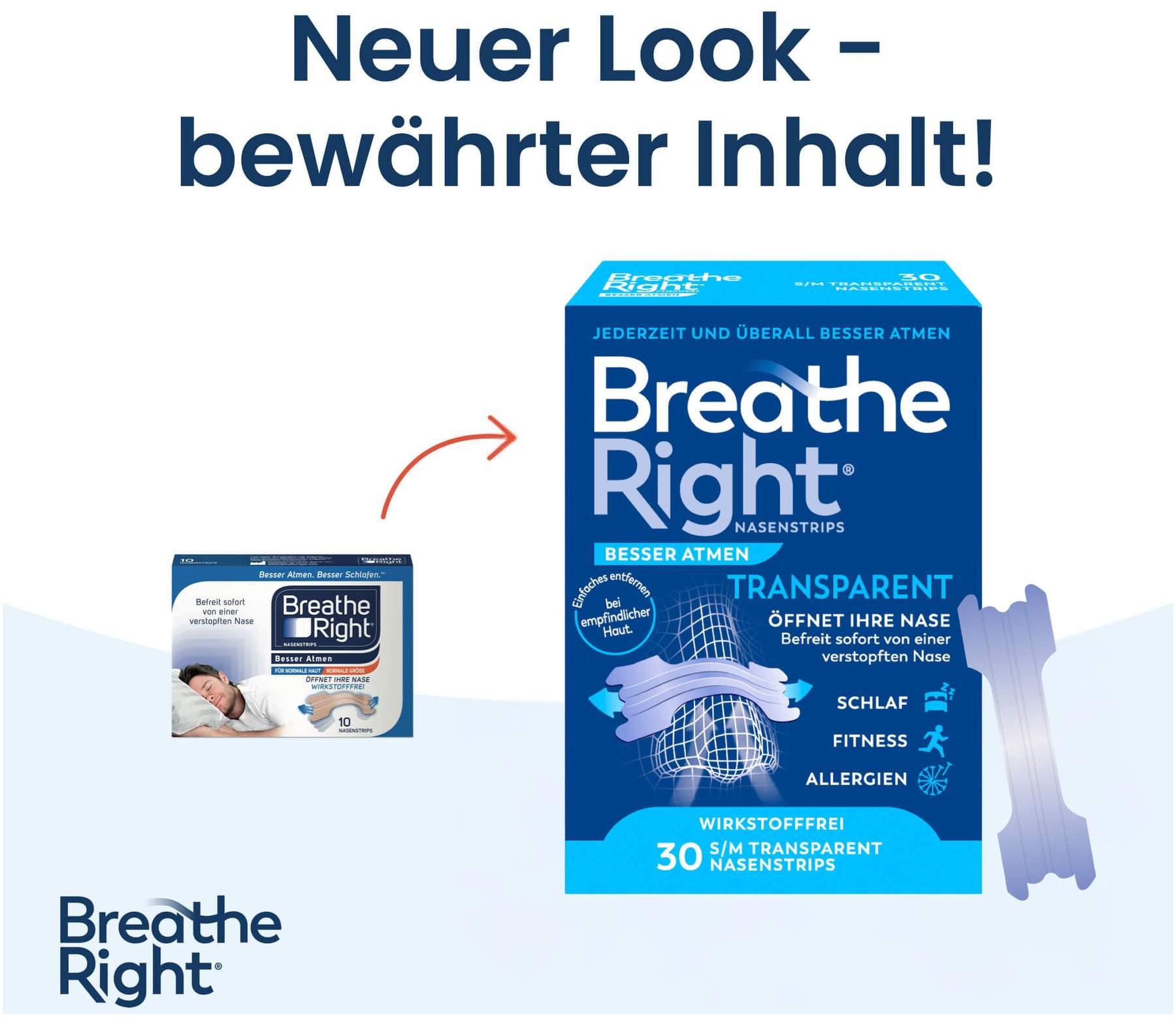 Besser Atmen Breathe Right 30 Nasenpflaster Normal Transparent