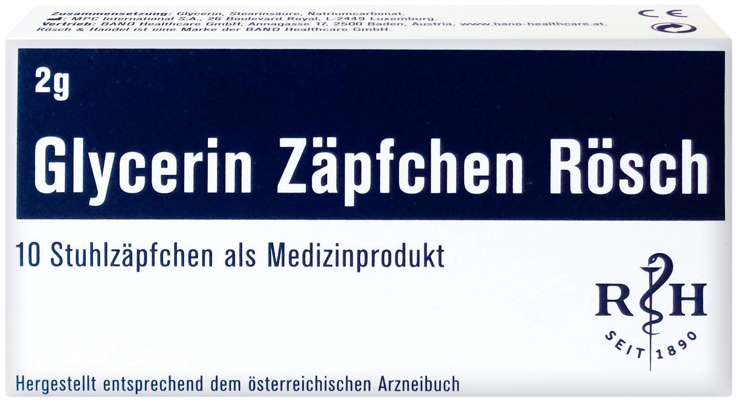 Glycerin Zäpfchen Rösch 2 G Gegen Verstopfung 10 Stück