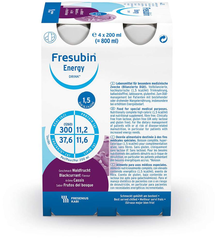 Fresubin Energy Drink Waldfrucht Trinkflasche 4 X 200 ml