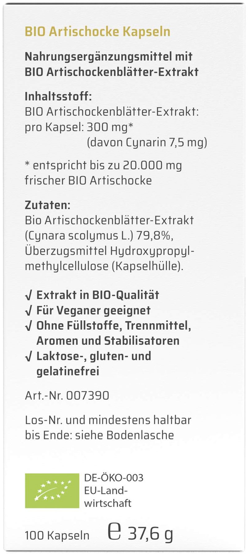 Sanhelios Bio Artischocke 100 Kapseln